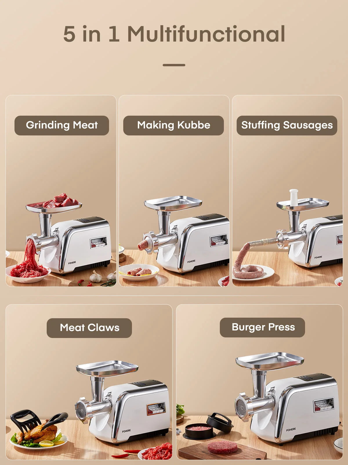 Electric Meat Grinder 3000W with 4 Stainless Steel Grinding Plates J9580