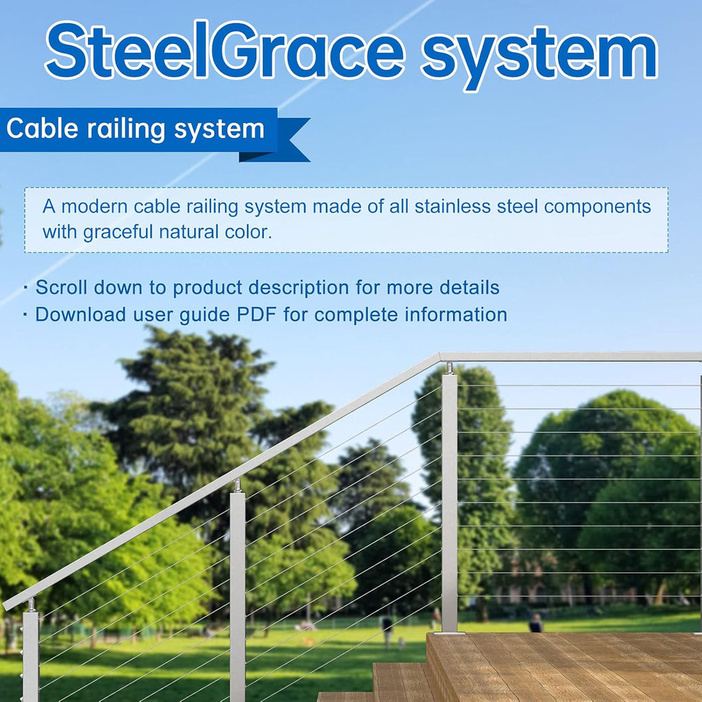 40Pack 1/8 Invisible Cable Railing Kit T316 Stainless Steel 20 Cable Line with Socket Wrench W104