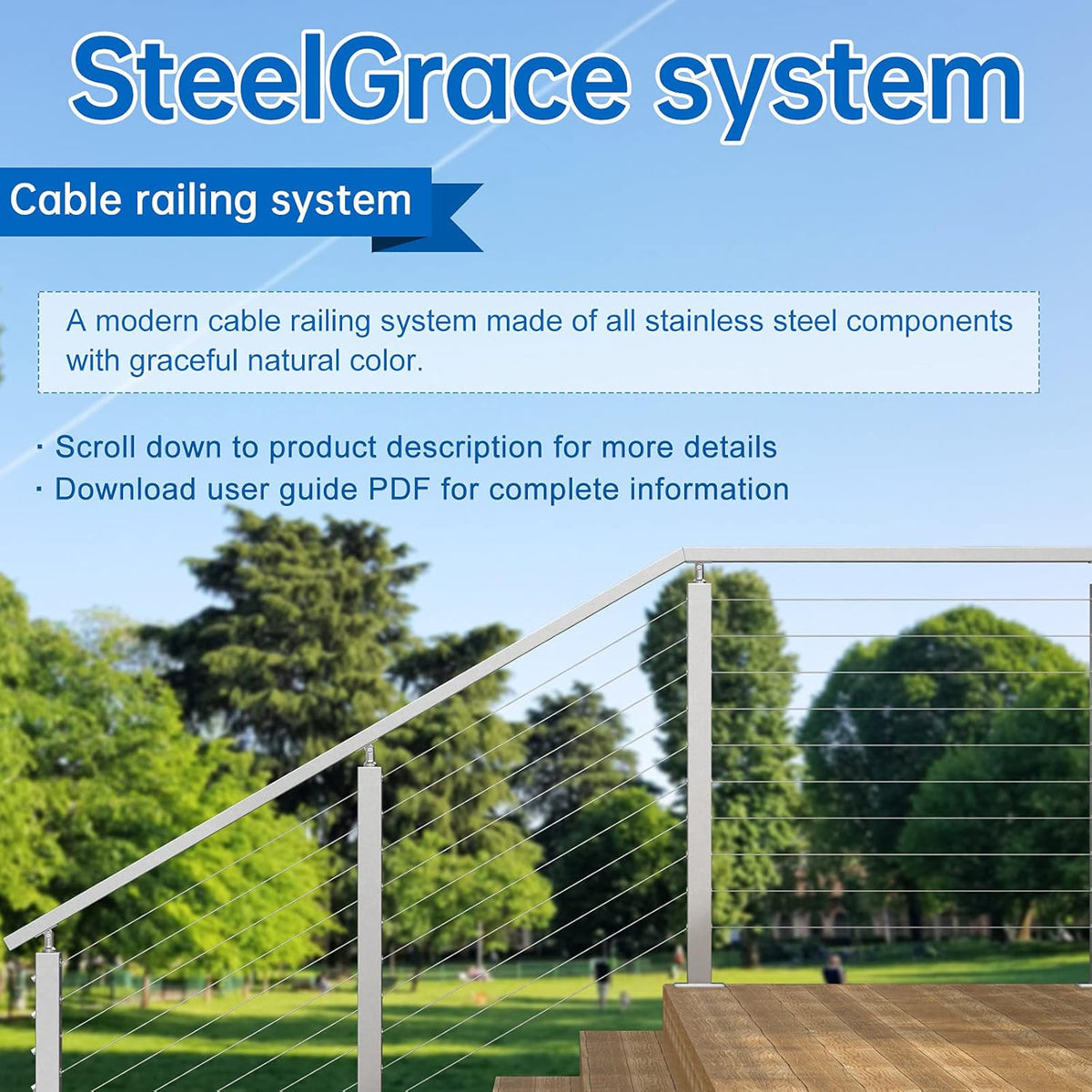 40Pack 1/8 Invisible Cable Railing Kit T316 Stainless Steel 20 Cable Line with Socket Wrench W104