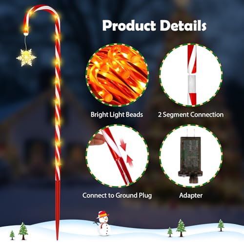 24 Pack Solar Candy Cane Lights with Remote G887