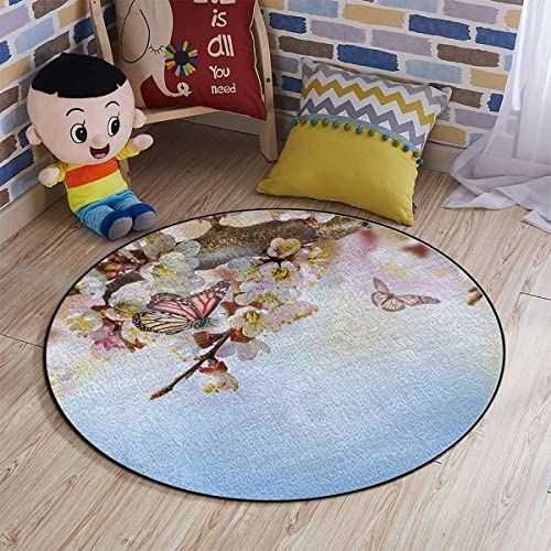 Grey Charcoal Bamboo Chair Mat Diameter 43.3 in I865