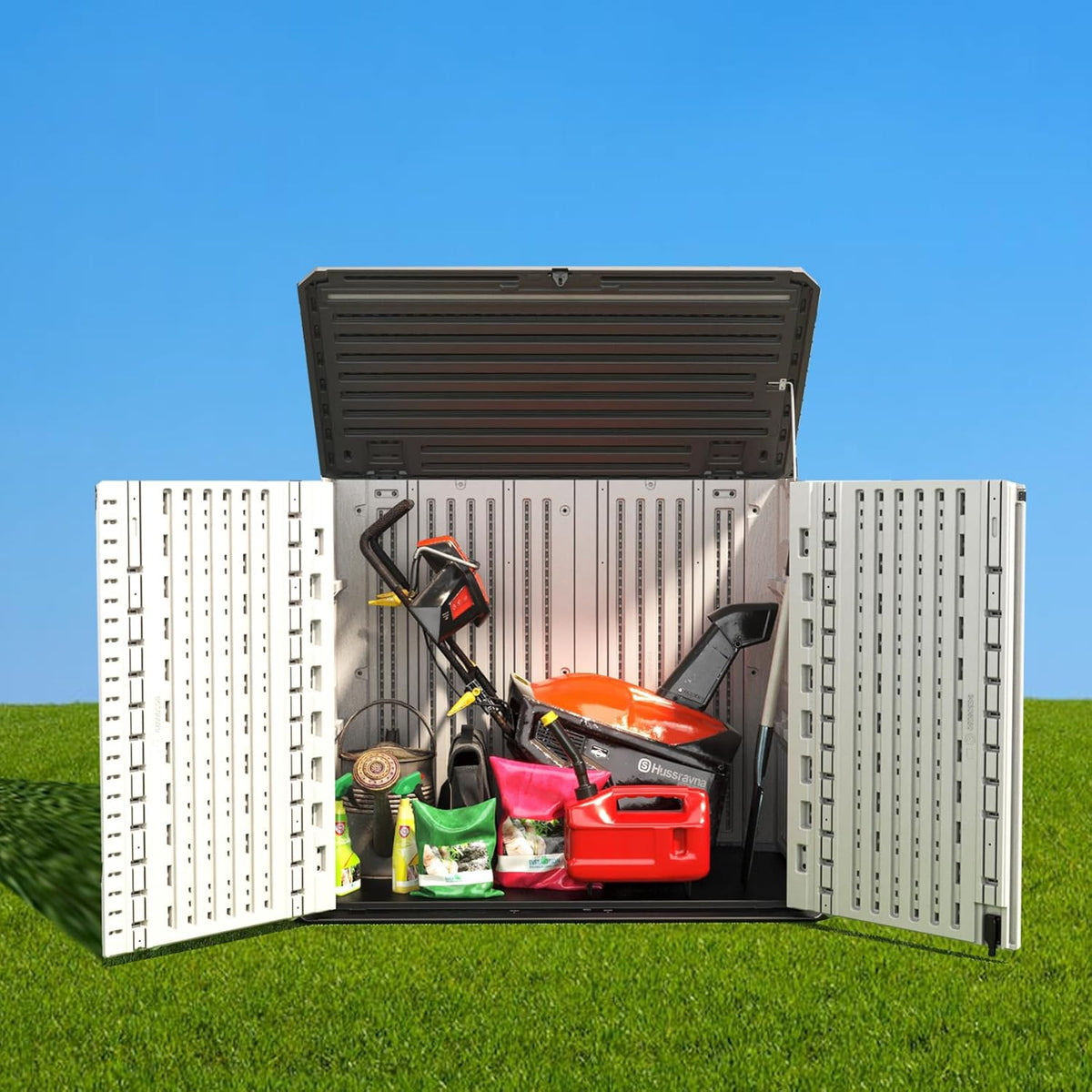 White Resin Outdoor Storage Cabinet Q436