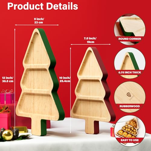 Wooden Christmas Tree Shaped Serving Platters Set of 2 W31062