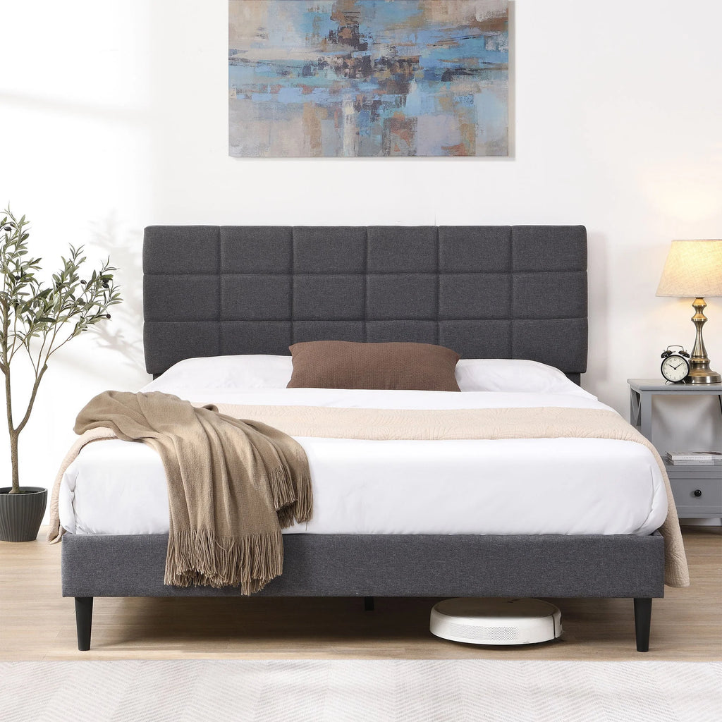 Gray Upholstered Platform Bed D78320