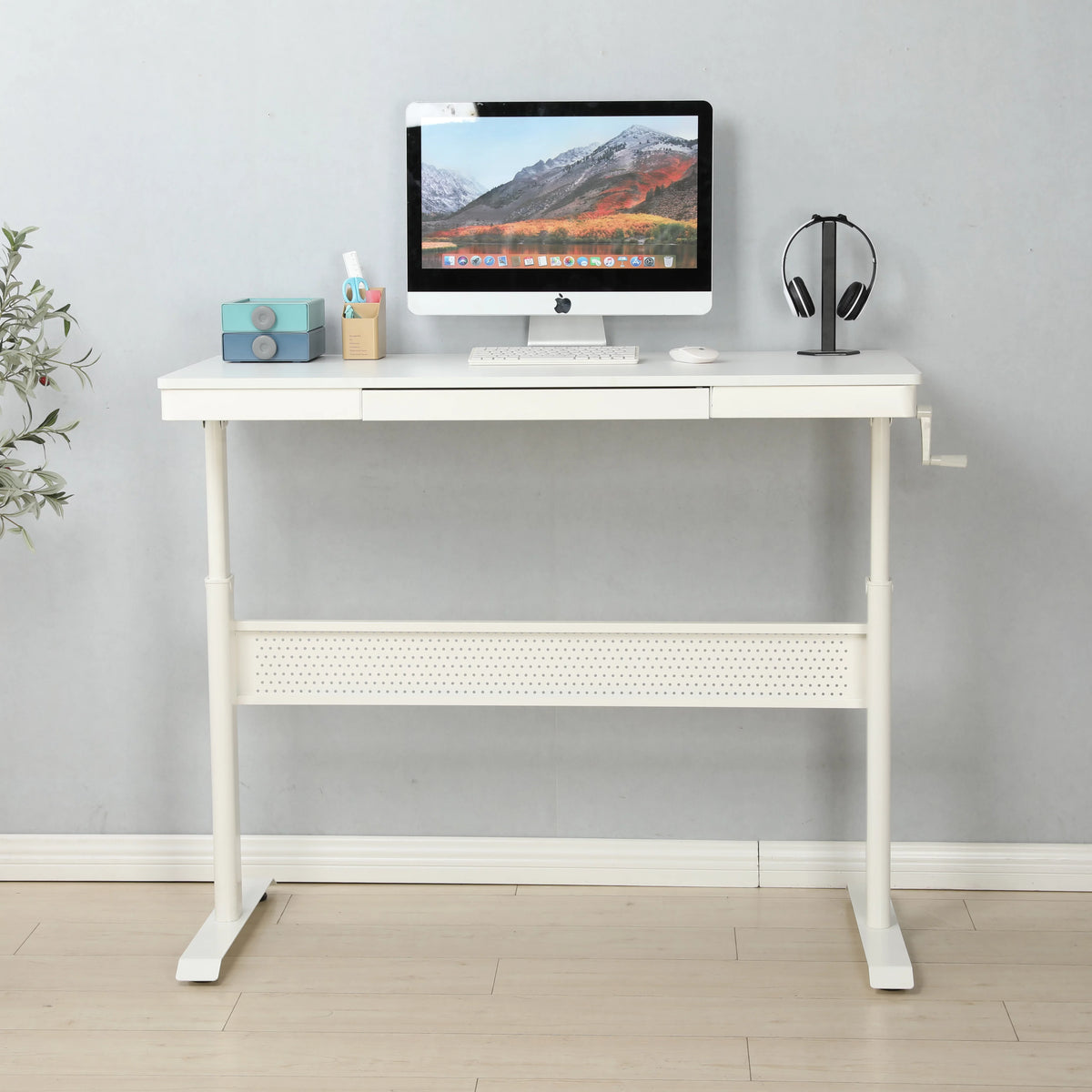 White 48 x 24 Inches Adjustable Height Standing Desk B647194