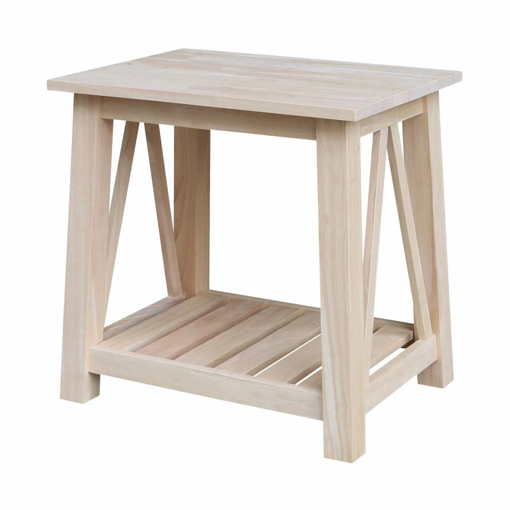 Solid Wood End Table with Shelf G60782