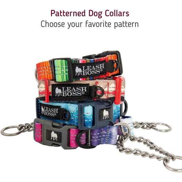 Patterned Reflective Chain Martingale Dog Collar K137295