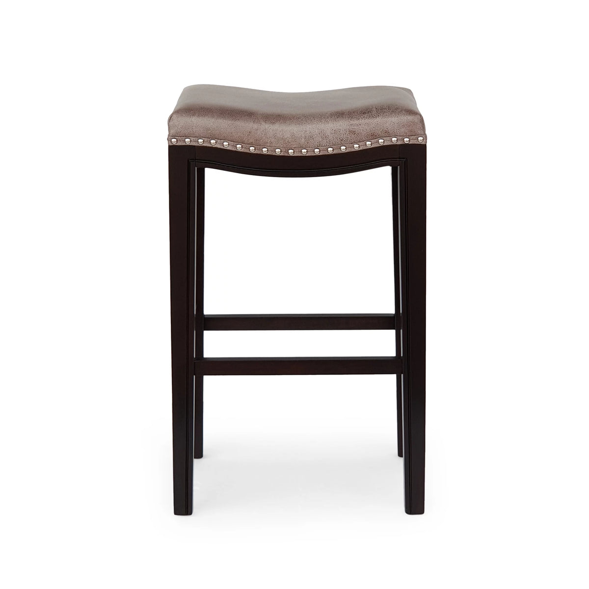 Gray and Cappuccino Brown Upholstered 30 Inch Backless Barstool Set of 2 T815308