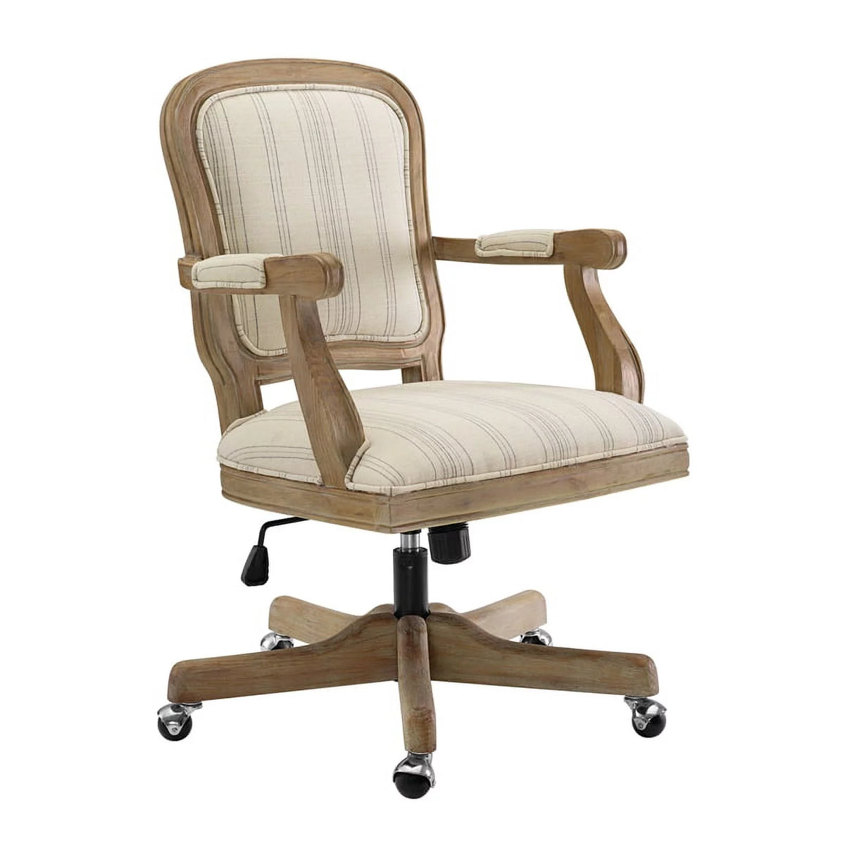 Beige Stripe Upholstered Office Chair with Wheels Q512
