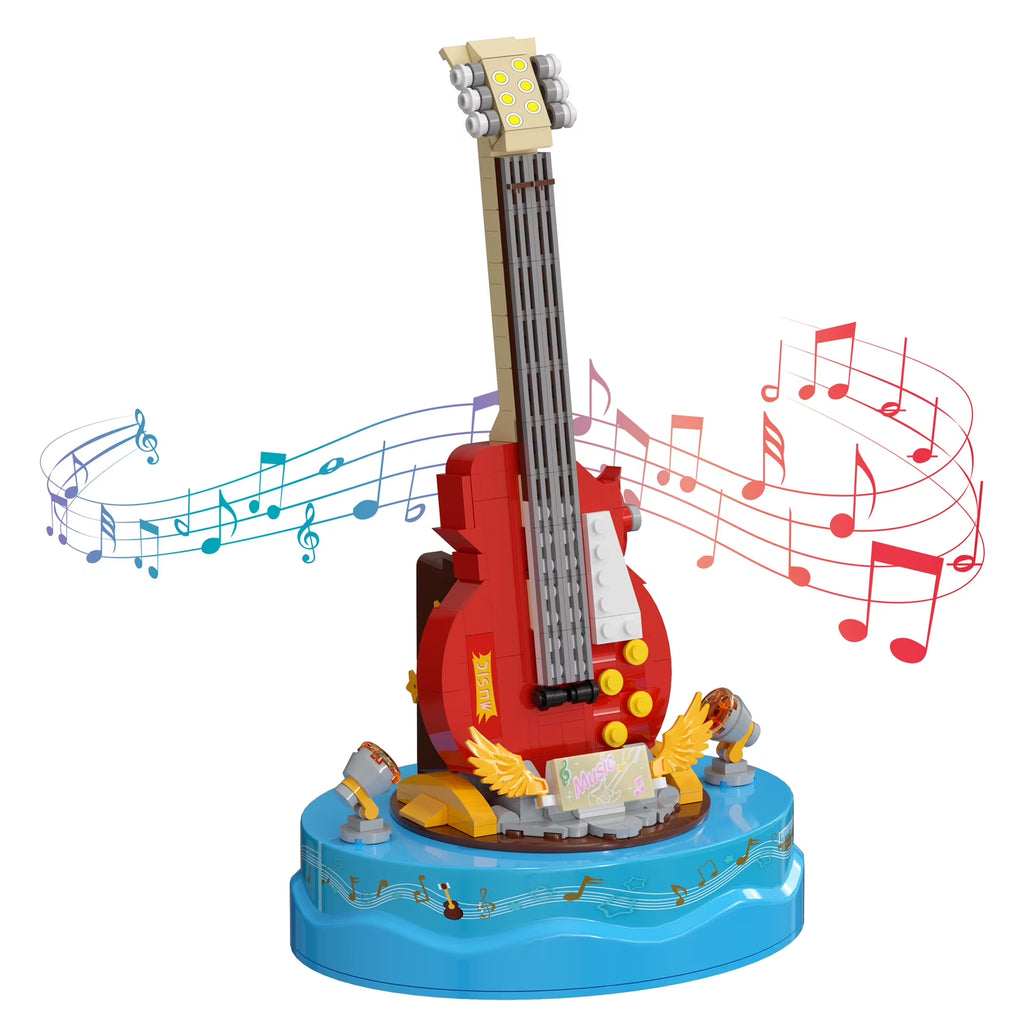 Guitar Model Building Set with Music Box Construction Creative Toys (308 Pcs) E744553
