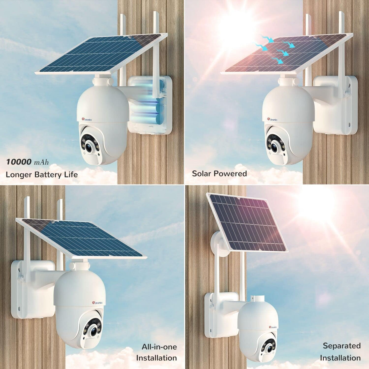 Solar Security Camera Outdoor Wireless WiFi Pan Tilt 1080P Color Night Vision with 10000mAh Rechargeable Battery K62285