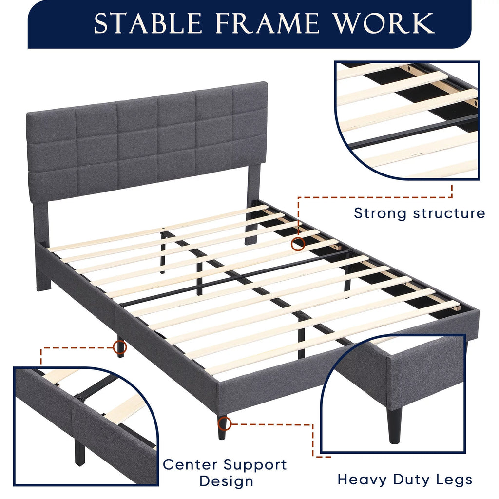 Gray Upholstered Platform Bed D78320