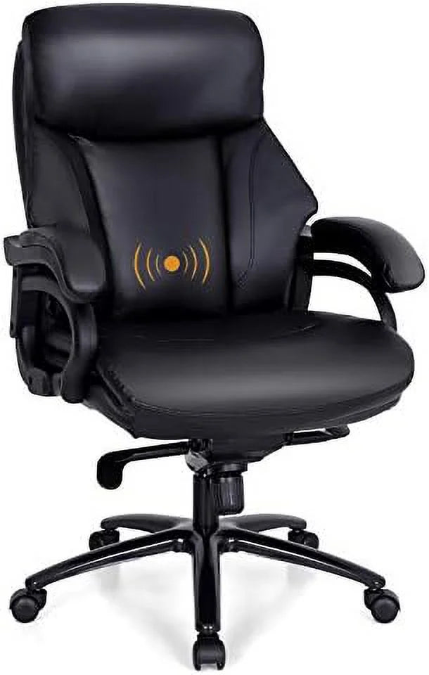 Black High Back Ergonomic Office Chair 400 lbs PU Leather L958