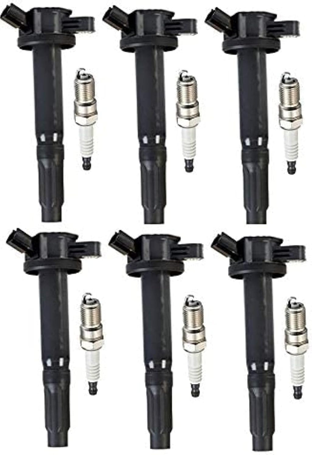 Set of 6 Platinum Spark Plug and 6 Ignition Coil Pack Compatible with Ford Mercury Lincoln 2006 2007 2008 2009 Fusion Milan 2006 Zephyr 3.0L V6 Replacement for UF486 SP433 W3180