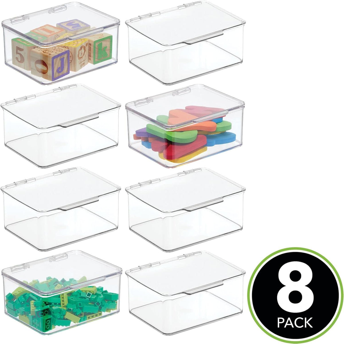 Clear 8 Pack Plastic Stackable Storage Bin with Lid O519