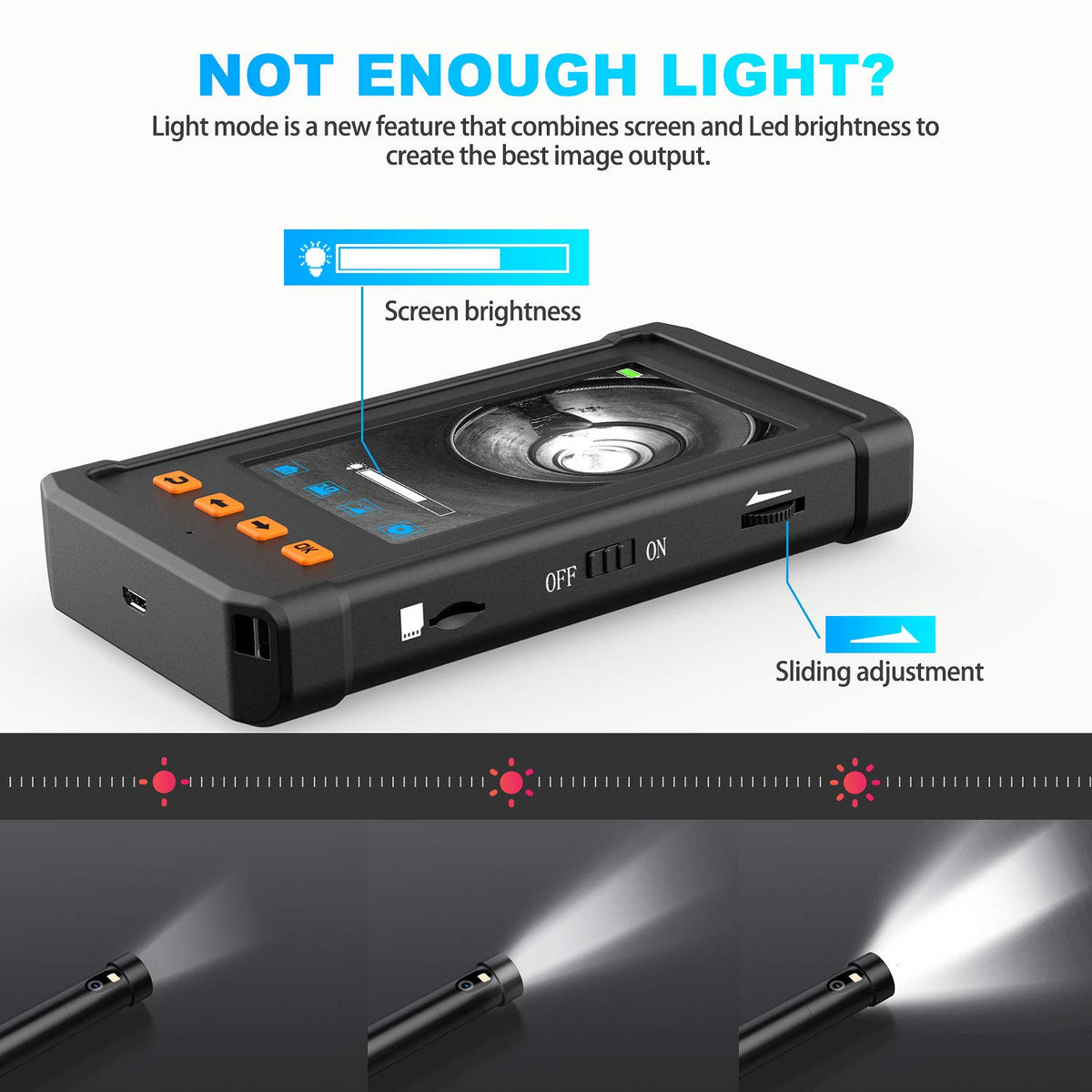 Dual Lens Borescope Inspection Camera with 4.3'' Screen 1080P HD Waterproof G517