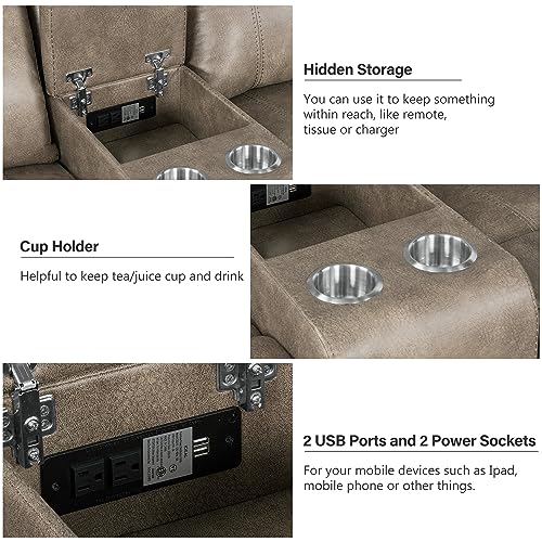 L-Shaped Faux Leather Recliner Corner Sectional Couch with Console & Cup Holders M33678
