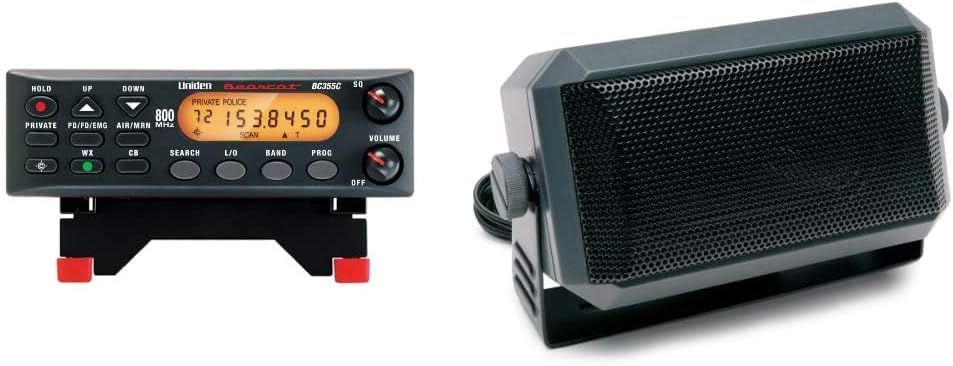 800 MHz 300-Channel Base/Mobile Scanner and Universal CB Extension Speaker with Swivel Bracket O1990