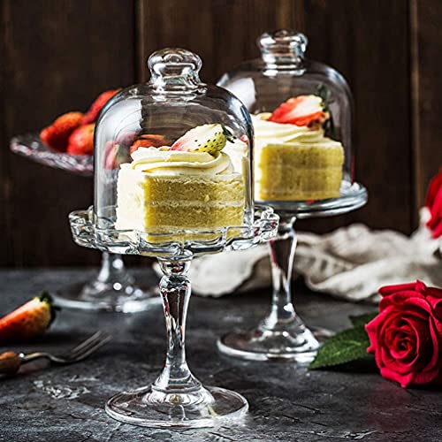 Mini Cake Stand Glass Cupcake Display Plate with Dome Cover Pedestal Dessert Stand Holder Z2723