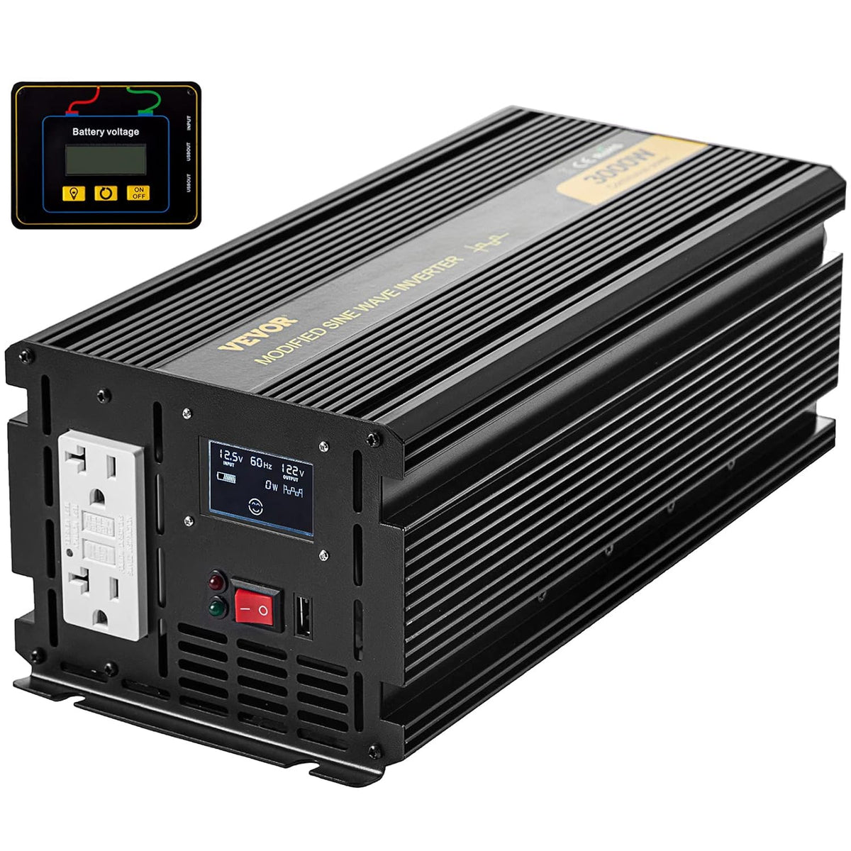 3000W Modified Sine Wave Inverter DC 12V to AC 120V with LCD Display C224