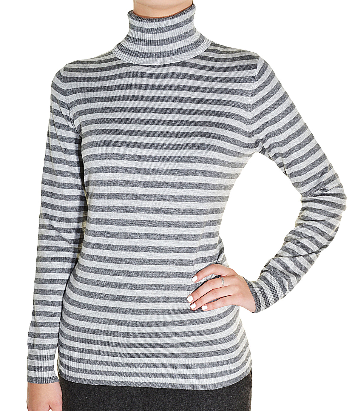 Striped Knit Turtleneck Shirt P454088