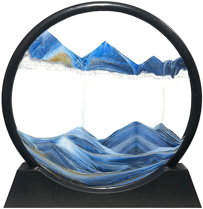 Moving Sand Art Picture Round Glass 3D Deep Sea (Green, 7 Inch) U321707