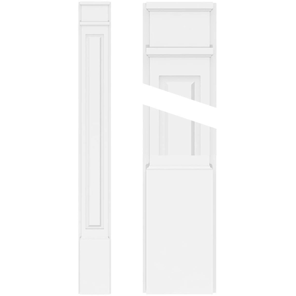 PVC Raised Panel Pilaster with Decorative Capital & Base (Pair) J152