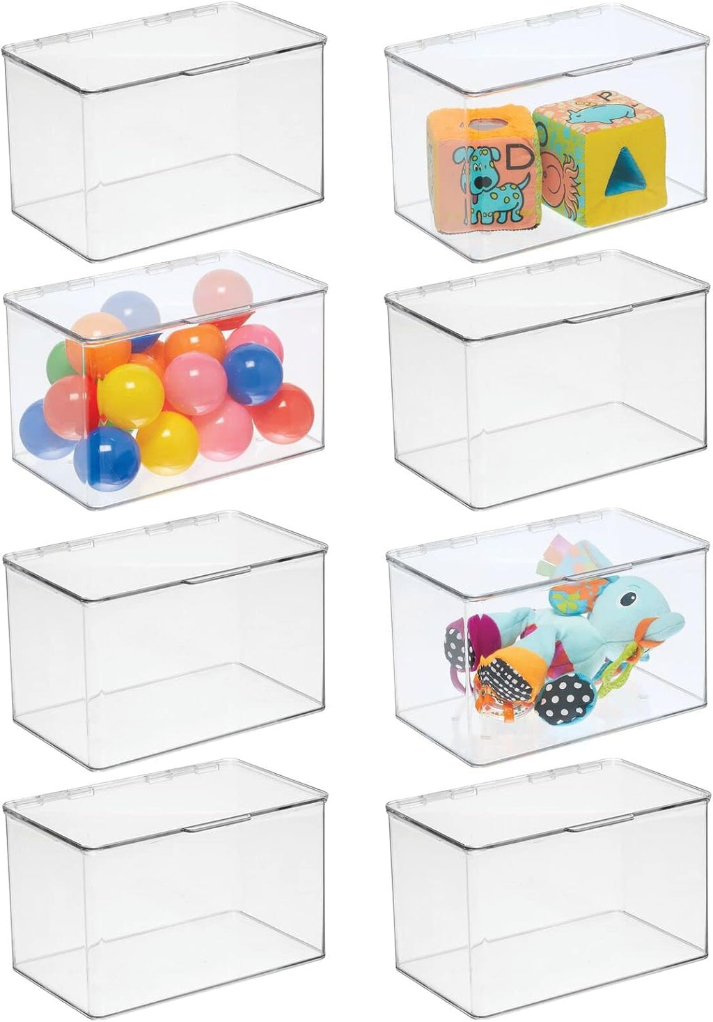 Clear 8 Pack Plastic Stackable Storage Bin with Lid O519