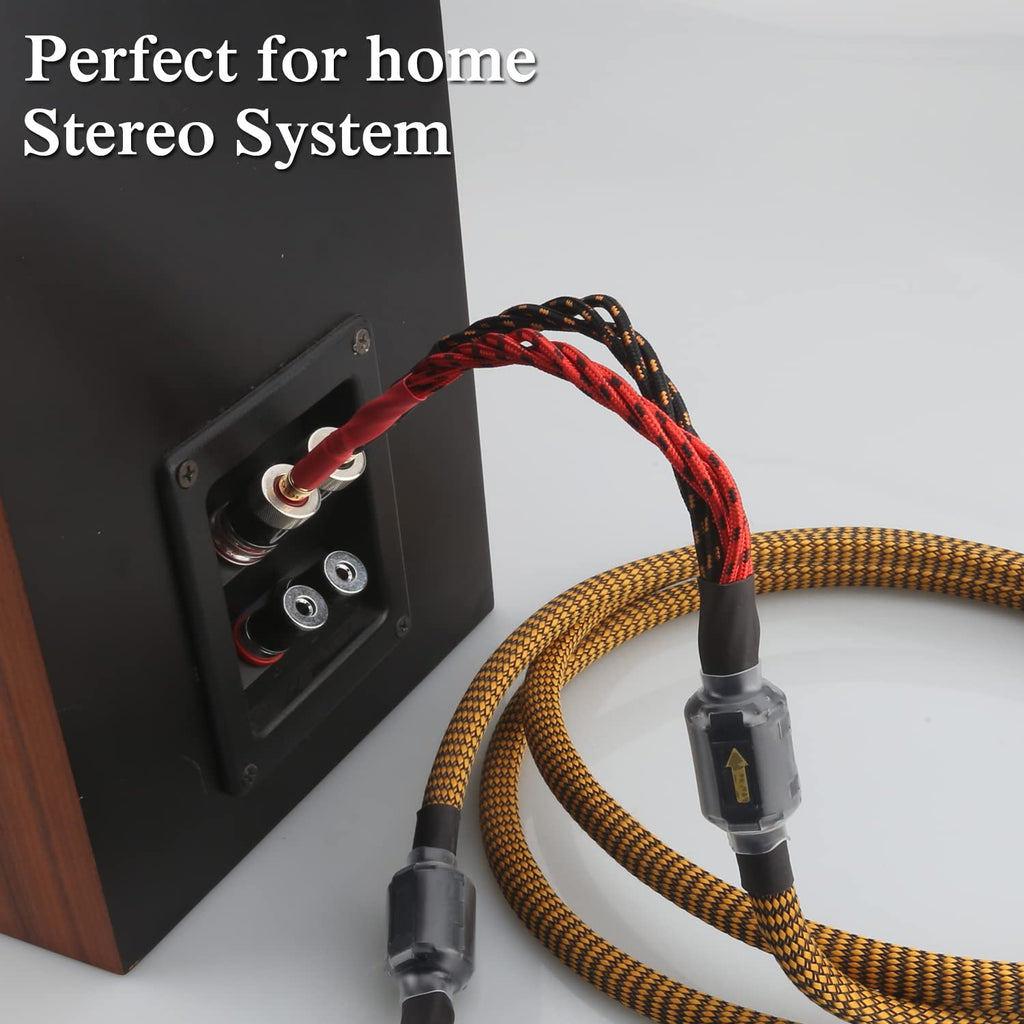 8.20ft 2.5m Nylon Braid Gold Plated Speaker Cable with 8 Banana Plugs R482229
