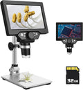 LCD Digital Microscope 7 inch 1X-1200X 1080P 12 Megapixels 3000 mAh USB 8 LED 32G TF Card Pack of 2 Z234