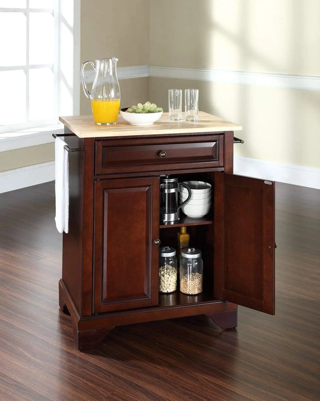 Kitchen Island With Natural Wood Top X44807