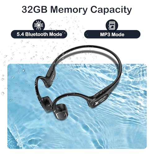 IP68 Waterproof Bone Conduction Swimming Headphones with MP3 Player (Black) F4622