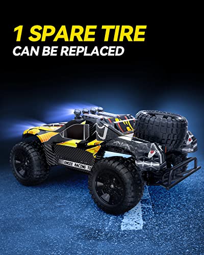 1:10 Large Remote Control Truck with Lights, 48 km/h 4x4 Off-Road Electric Vehicle with 2 Rechargeable Batteries A606