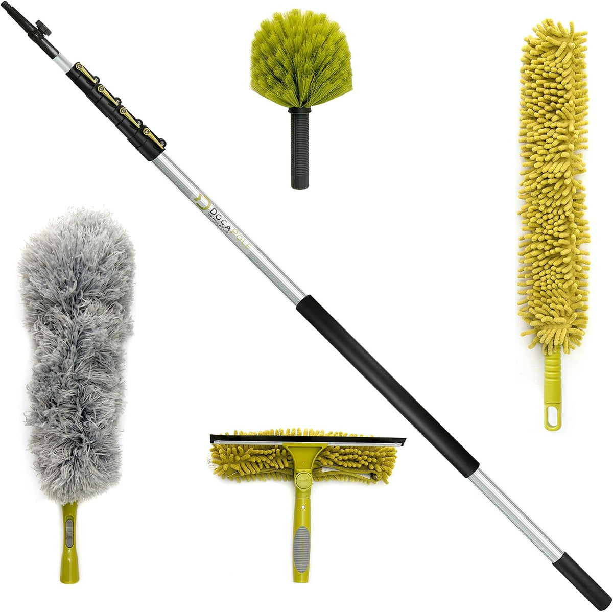 30 Foot Extension Pole Cleaning Kit with Dusting Attachments and Squeegee T108