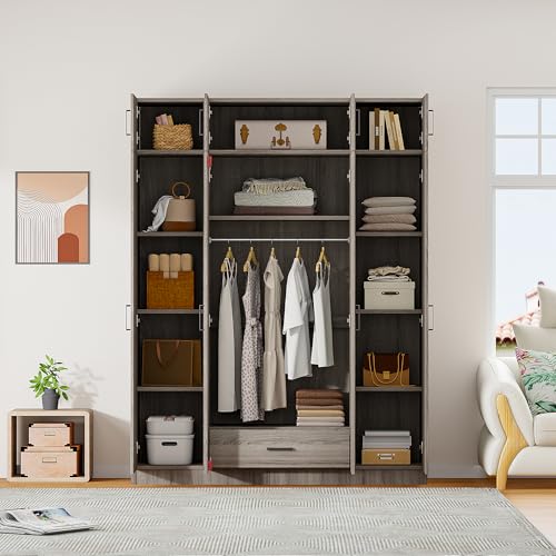 White 3-Door Wardrobe with 2 Drawers and Top Cabinet O58881