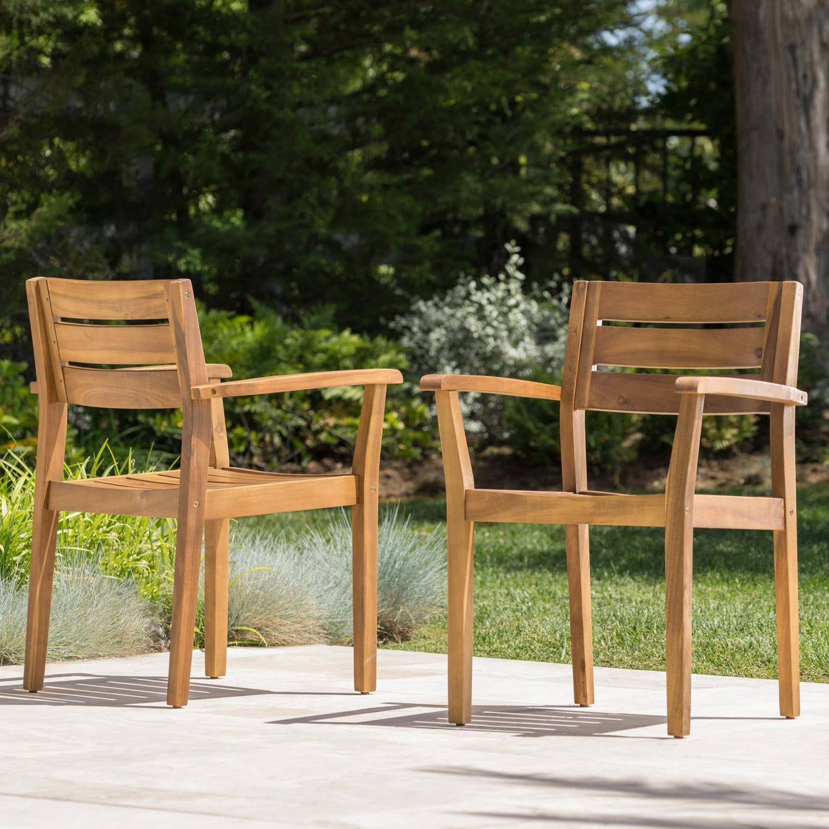 Acacia Wood Dining Chair Set of 2 L617