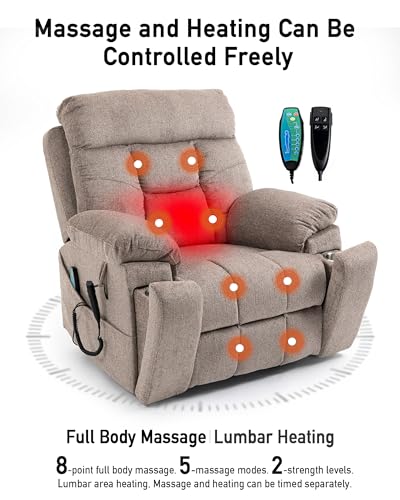 Large Power Lift Recliner Chair with Heated and Massage, 26in Extra Wide Seat H578903