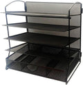 Black 5-Tier Mesh Desktop File Organizer with Drawer F824