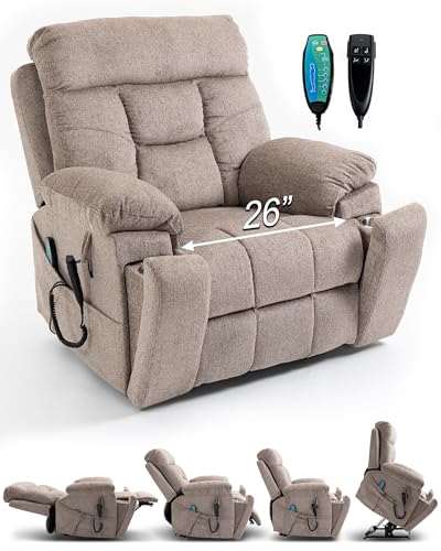 Large Power Lift Recliner Chair with Heated and Massage, 26in Extra Wide Seat H578903