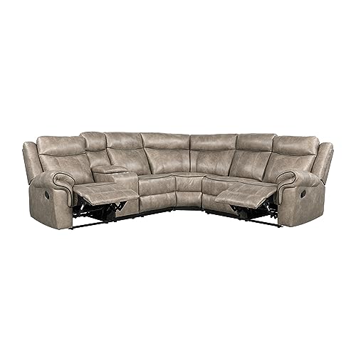 L-Shaped Faux Leather Recliner Corner Sectional Couch with Console & Cup Holders M33678