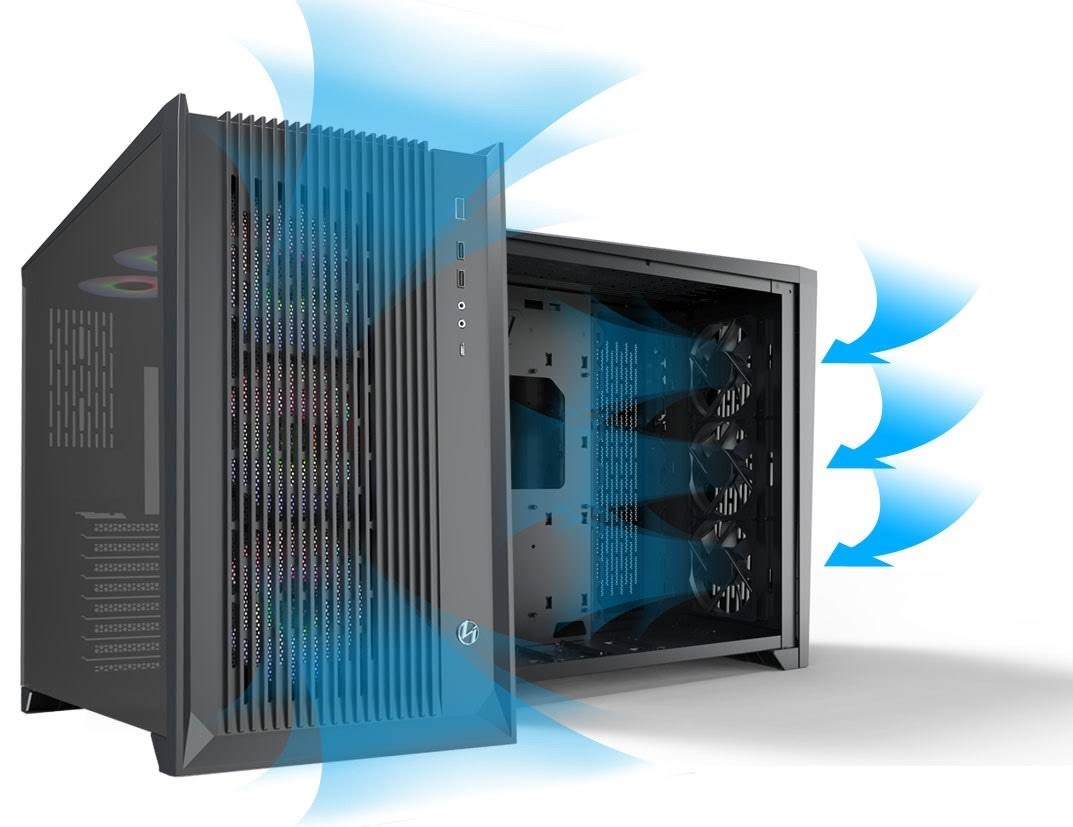 Black SECC Tempered Glass ATX Mid Tower Computer Case C9068