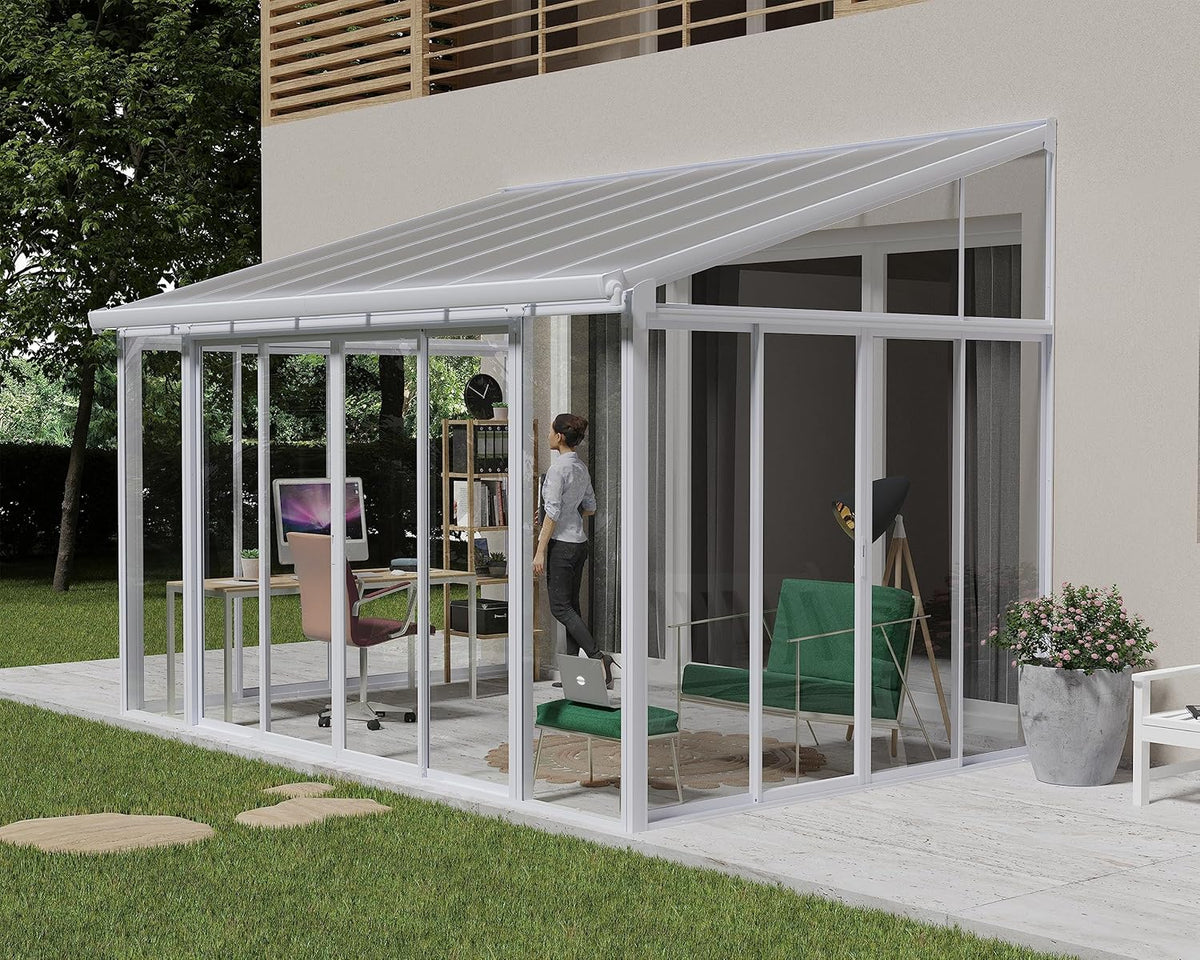 White 10x14 Enclosed Patio Cover Polycarbonate Shelter U462678