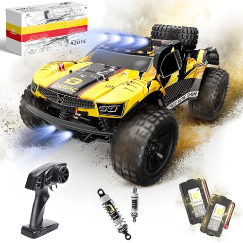 1:10 Large Remote Control Truck with Lights, 48 km/h 4x4 Off-Road Electric Vehicle with 2 Rechargeable Batteries A606