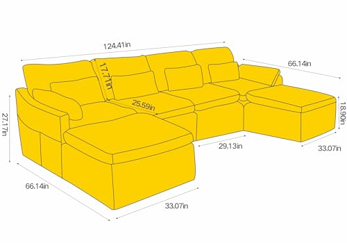 Modular Sectional Sofa, Fluffy Corduroy, Oversized 4 Seater with Ottomans O270193