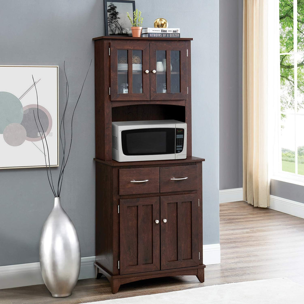 Charcoal Microwave Storage Stand with Double Door Cabinets O221