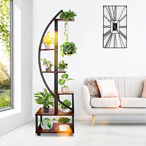 2 pcs 6 Tier Tall Metal Plant Stands with Hanging Loop K334064
