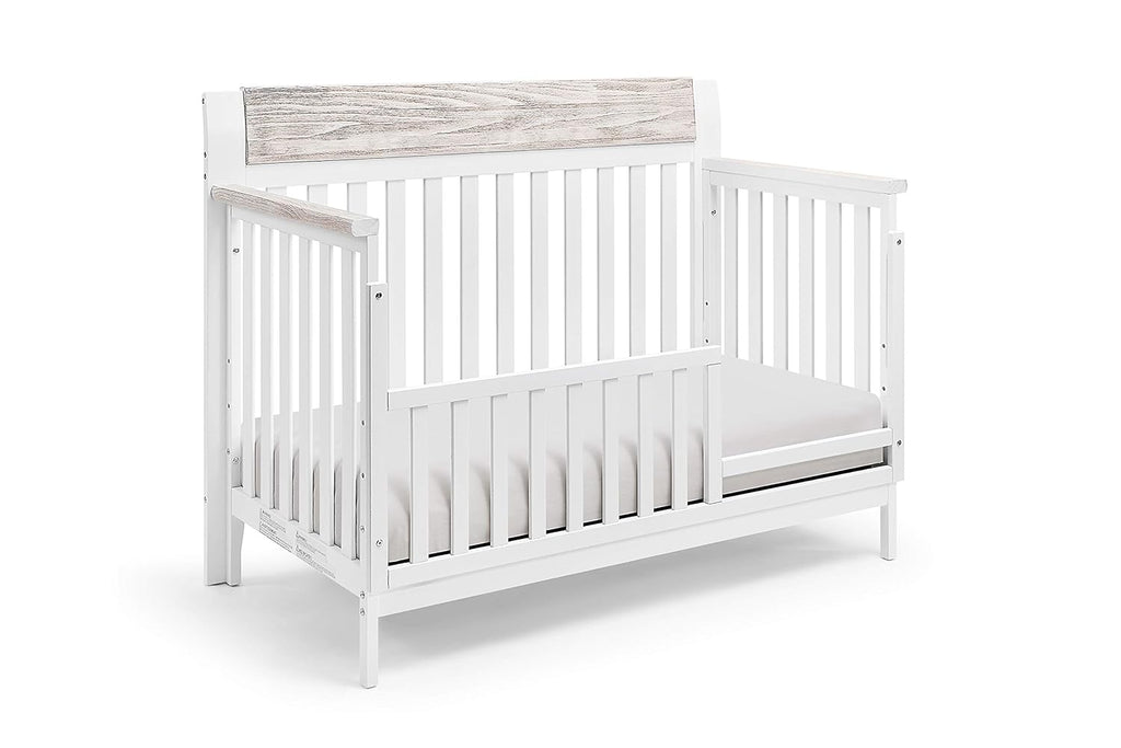 White and Wire Brushed Wood 4 in 1 Convertible Crib K549507