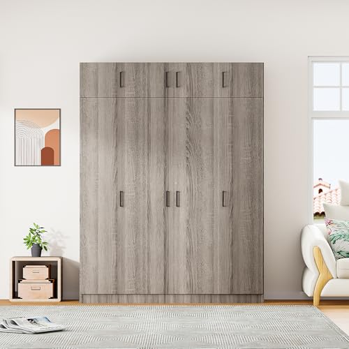 White 3-Door Wardrobe with 2 Drawers and Top Cabinet O58881