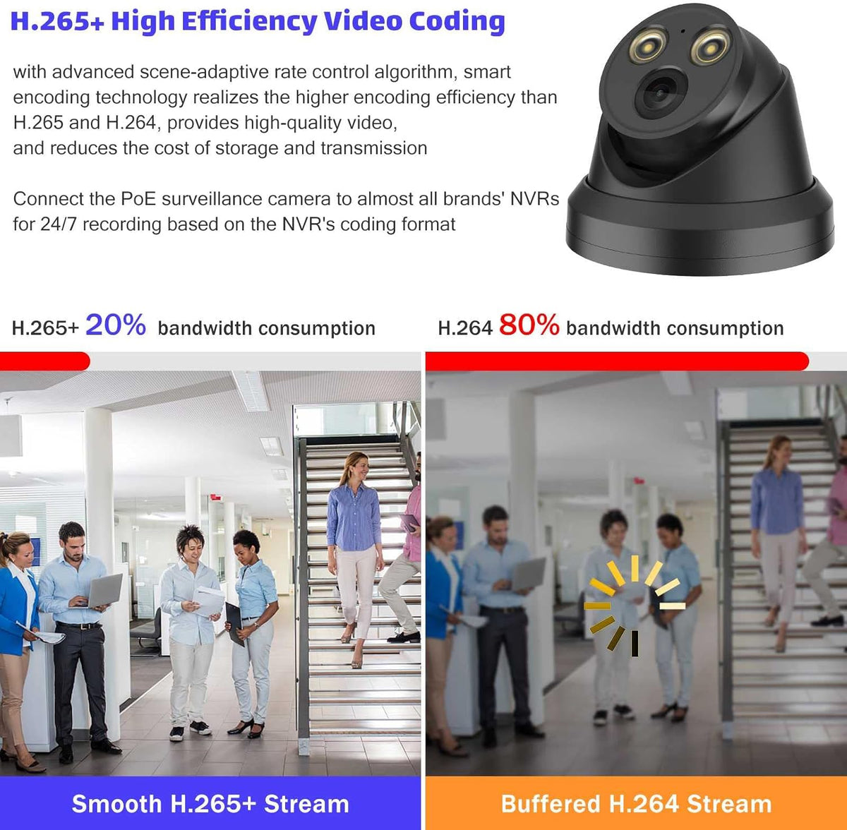 4K 8MP Full Color Night Vision POE IP Security Camera, 2.8mm Fixed Lens, Built-in Mic, IP67 Waterproof E1902