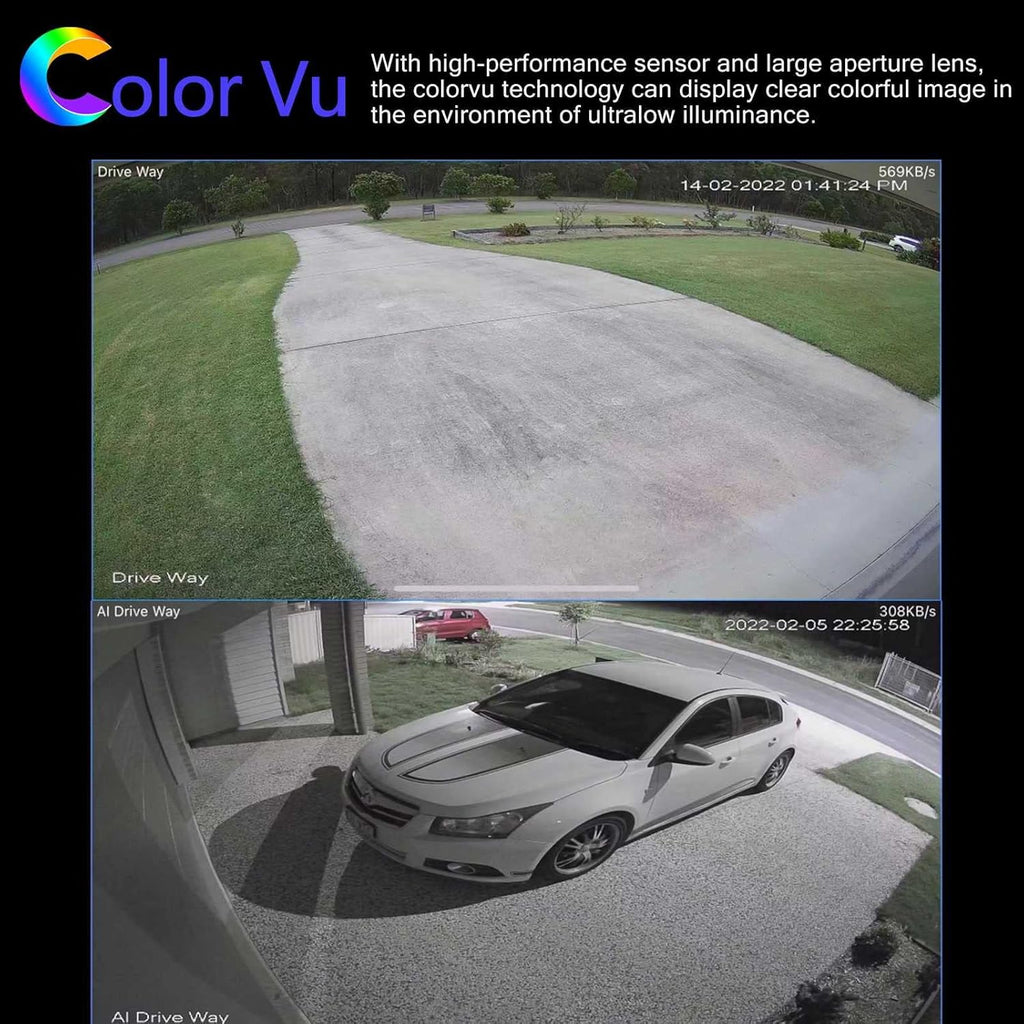 4K 8MP Full Color Night Vision POE IP Security Camera, 2.8mm Fixed Lens, Built-in Mic, IP67 Waterproof E1902